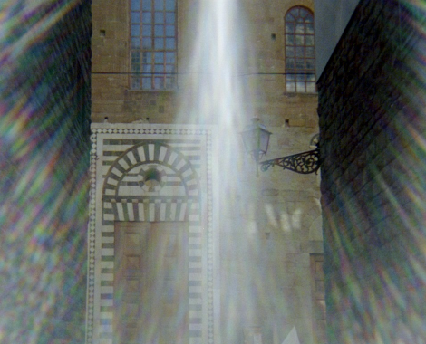 Entrance from Via Por Santa Maria to Piazza santo Stefano in Florence ItalyPiazza